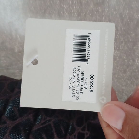 Madison Brown Black Faux Snake Print Sweetheart Dress New With Tag Women Size 6. - Picture 11 of 12